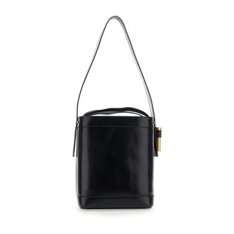 Versace Tassen, Dames, Bruin, ONE Size, Leer, Bucket Bag met Lederen Handvat
