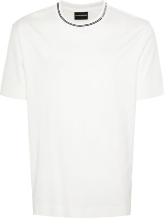 Emporio Armani logo-collar T-shirt - men - Cotton/Lyocell - L - White