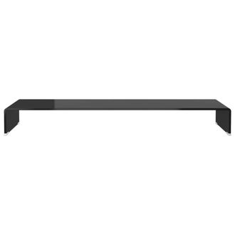Berkfield Home TV Stand/Monitor Riser Glass Black 110x30x13 cm | Size: 110 x 30 x 13 cm