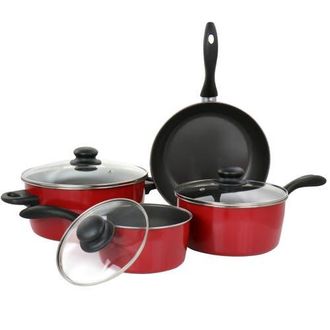 Gibson Home Armada 7 Piece Nonstick Carbon Steel Cookware Set in Red at Nordstrom