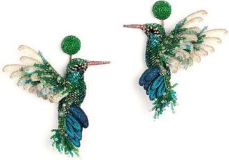 Deepa Gurnani Beaded Hummingbird Drop Earrings in Emerald at Nordstrom