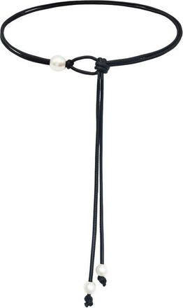 Petit Moments Faux Pearl Faux Leather Tie Belt in Black at Nordstrom