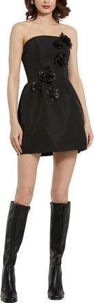 Mac Duggal Faille Strapless Mini Dress With 3D Flower Details