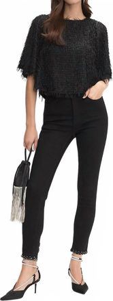 Joseph Ribkoff Fringe Blouse In Black