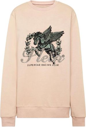 Philipp Plein Hoodies & sweatvesten, Dames, Roze, L, Katoen, Pullover Ronde Hals LS Unicorn