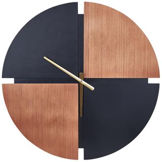 Beliani Beliani - Reloj De Pared Cl&aacute;sico Con Forma Oval Madera Clara Y Negro 60 Cm Aramon