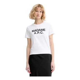 A.P.C. T-shirt Cropped Korte Mouw Madame - Dames - T-shirts - Wit - S - Katoen - Tops