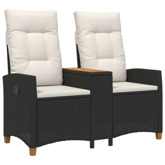vidaXL Banco Reclinable Con Mesa Negro Y Crema 126 X 65 X 112 Cm Vidaxl
