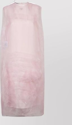 Prada sheer overlay crew neck midi dress