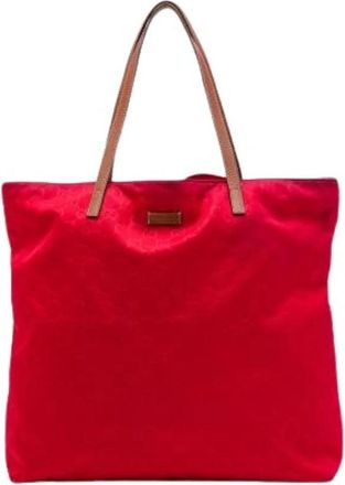 Gucci Pre-owned Nylon Tote Bag - Dames - Vintage Shopper - Rood - ONE Size - Nylon - Vintage