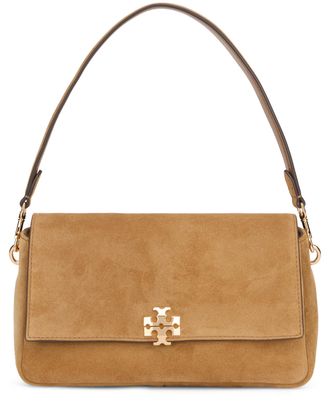 Tory Burch Womens Shoulder Bag Charlie Suede Toffee Cowhide Handbags Hand