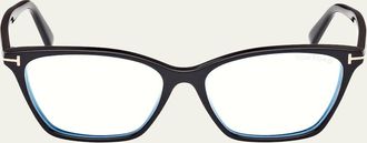 Tom Ford Blue Blocking Sleek Acetate Cat-Eye Glasses