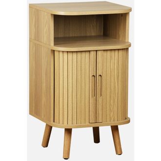 Sweeek Sweeek - Comodino scandinavo decorazione legno 2 porte scorrevoli