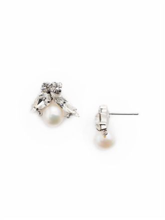 Sorrelli Elisa Pearl Stud Earrings In Palladium And Crystal