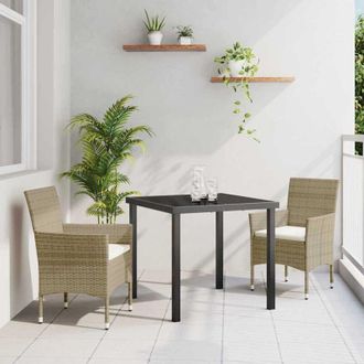 vidaXL Conjunto De Comedor De Jard&iacute;n Con Coj&iacute;n 3 Pcs Beige Polirat&aacute;n Vidaxl