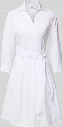 0039 Italy 0039 Italy Knielanges Hemdblusenkleid mit Bindegürtel Modell JULE in Weiss, Größe XXL
