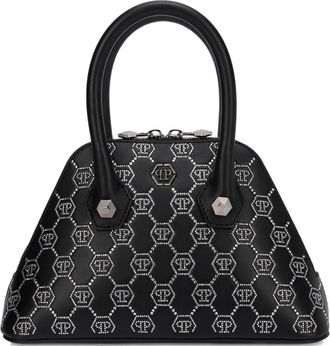 Philipp Plein Majestic kleine tas met monogram en stras - Zwart