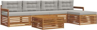 vidaXL Conjunto De Sof&aacute;s De Exterior 6 Uds. Gris Natural Y Claro Vidaxl