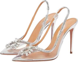 Generic Womens Transparent High Heel Pumps Pointed Toe Rhinestone Party Dress Shoes Silver