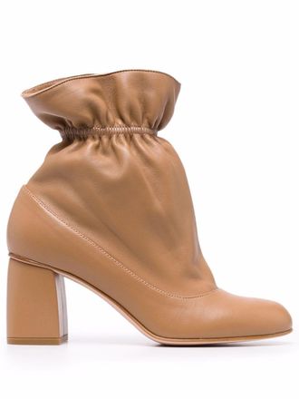 Red(v) leather ankle boots - Brown