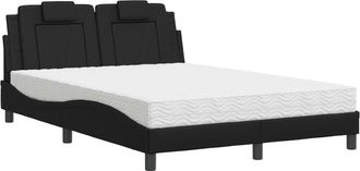 vidaXL Vidaxl - Cama Con Colch&oacute;n Cuero Sint&eacute;tico Negro 140x200 Cm