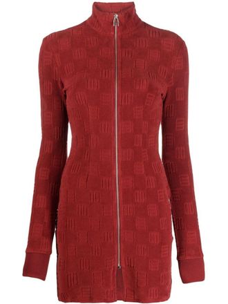 AMBUSH monogram-pattern zip-front mini dress - Brown