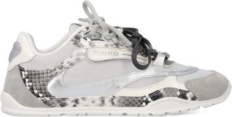 Pinko Light Grey/Silver Yulia 01 Mixed-Material Sneakers