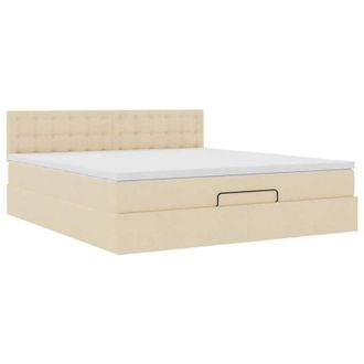 vidaXL Estructura De Cama Otomana Con Colch&oacute;n Tela Crema 180x200cm Vidaxl