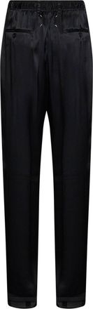Maison Margiela Womens Trousers Satin Drawstring Blue Acetate