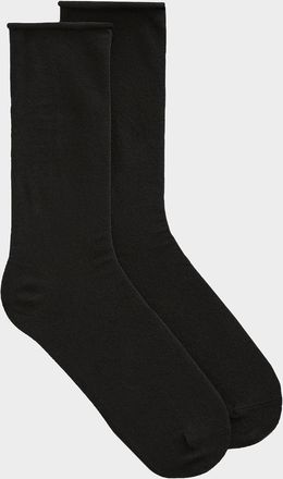 Simons Womens Solid/checks socks 2-pack