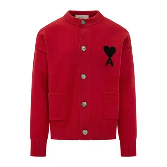 Ami Truien & Vesten, Heren, Rood, XS, Wol, De Coeur Crewneck Cardigan