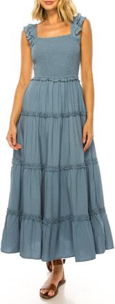 A Collective Story Ruffle Trim Swiss Dot Tiered Maxi Dress in Parisian Blue at Nordstrom, Size X-Large