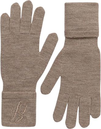 Emporio Armani Wool Knit Gloves - Dames - Handschoenen - Bruin - L - Wol - Accessoires