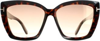 Tom Ford Cat Eye Dark Havana Brown Mirror Scarlet FT0920