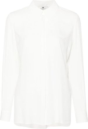 Elisabetta Franchi logo-jacquard georgette blouse - women - Acetate/Silk - 46 - White
