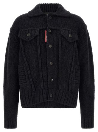 Dsquared2 Dark Blue Shirt Collar Cardigan