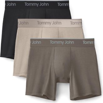 Tommy John 3-Pack Second Skin 6-Inch Stretch Modal Boxer Briefs in Black/Cement/Falcon at Nordstrom, Size Xx-Large
