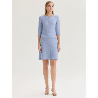 Misook Tri-Color Tweed Knit Sheath Dress in Blue/charmeuse/biscotti at Nordstrom, Size Xx-Large