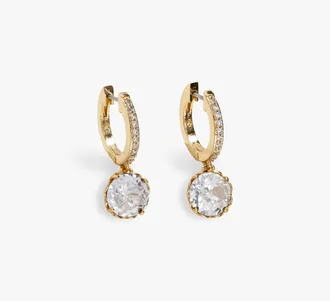 Kate Spade New York Womens That Sparkle Pav&eacute; Mini Hoop Earrings in Neutral | Gold-Plated Brass/Cubic Zirconia/Glass