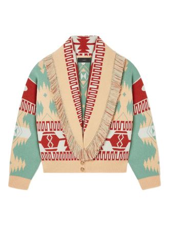 Alanui Icon jacquard fringed cardigan - women - Wool/Cashmere - M - Neutrals