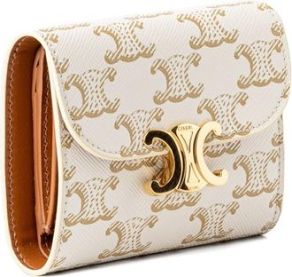 Celine Triomphe Canvas Flap Wallet - White