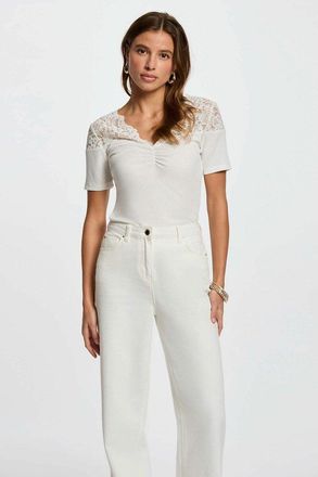 Morgan T-shirt met V-hals en korte mouwen