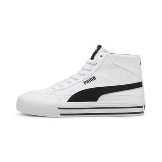 Puma Mens Court Classic Vulc Mid Shoes, White-Black, 8, White/Black, 8.5 UK