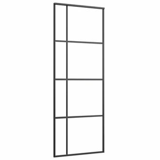 Berkfield Home Sliding Door Frosted ESG Glass & Aluminium 76x205 cm Black