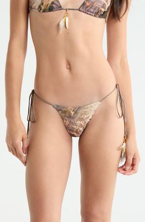 Jaded London Print Side Tie Bikini Bottoms in Brown at Nordstrom, Size 12