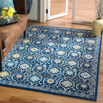 Safavieh Evoke Machine Made Area Rug, Royal / Ivory Traditional Style Easy Care