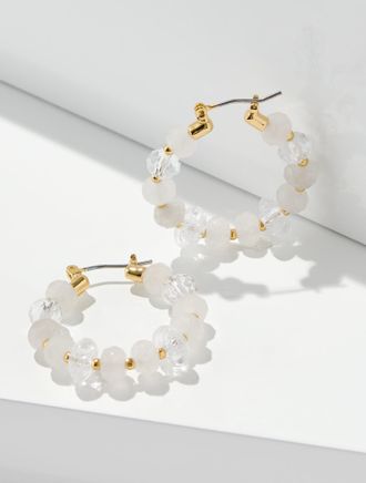 Talbots Sweet Pearl Hoop Earrings - White - 001 Talbots