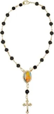 The M Jewelers NY Rosary Anklet in Gold/onyx at Nordstrom