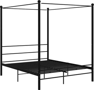 vidaXL Estructura De Cama Con Dosel Sin Colch&oacute;n Metal Negro 160x200 Cm Vidaxl