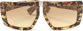 Miu Miu Zonnebril met rechthoekig montuur en schildpadschild-effect - Bruin